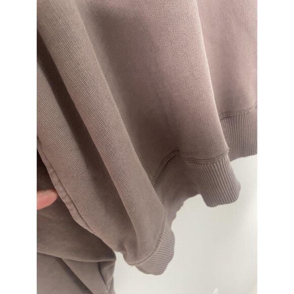 PINK Victoria's Secret Sweatshirt Womens XL Taupe Quarter Zip Mock Neck Fleece - Picture 4 of 9